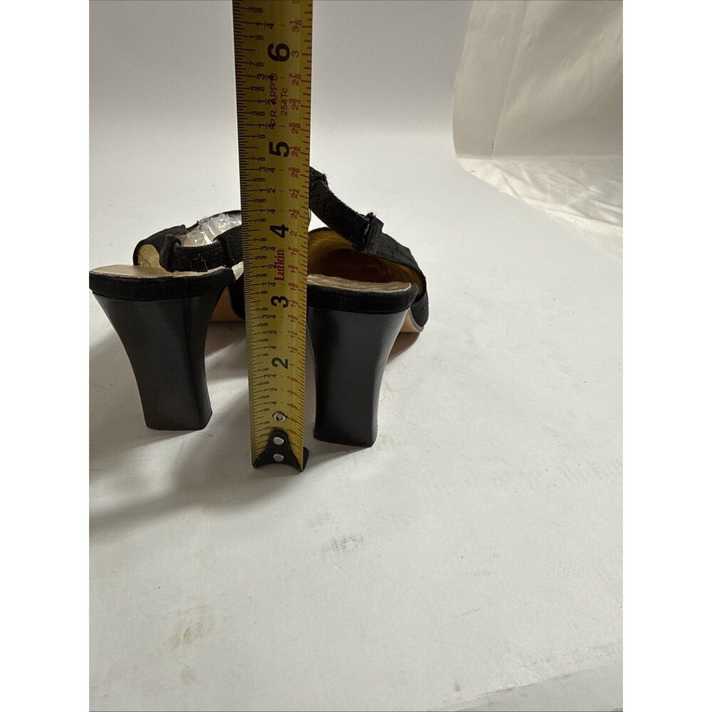 Vito Italian Shoes Womens 6.5 Black Sling Back Cloth Upper 3” Heels Leather Sole - Picture 9 of 11